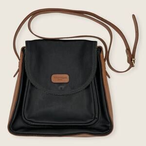Courreges Duotone Brown Black Small Snap Flap Adjustable Crossbody Bag